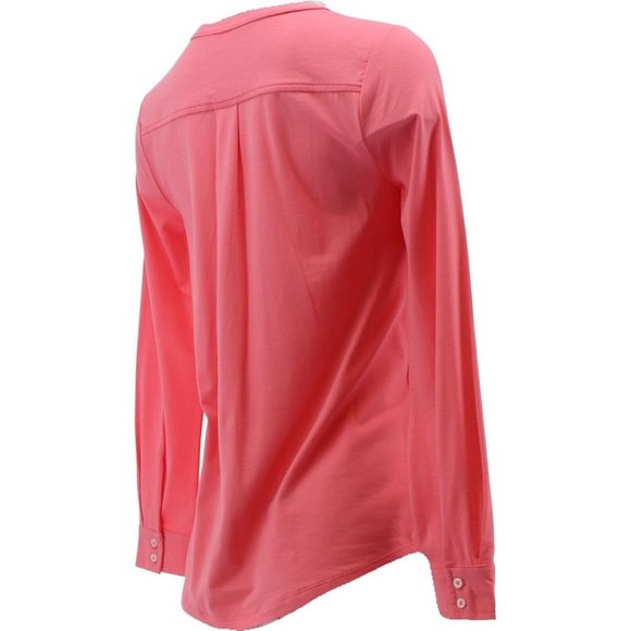 NWT LANDS' END WOMEN'S LONG SLEEVE BUTTON CUFF TUNIC RICH ZINNIA PXS - Picture 3 of 10